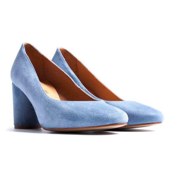 L'Intervalle Anyl Blue Suede Barrel Block Heels 37 - Picture 4 of 13
